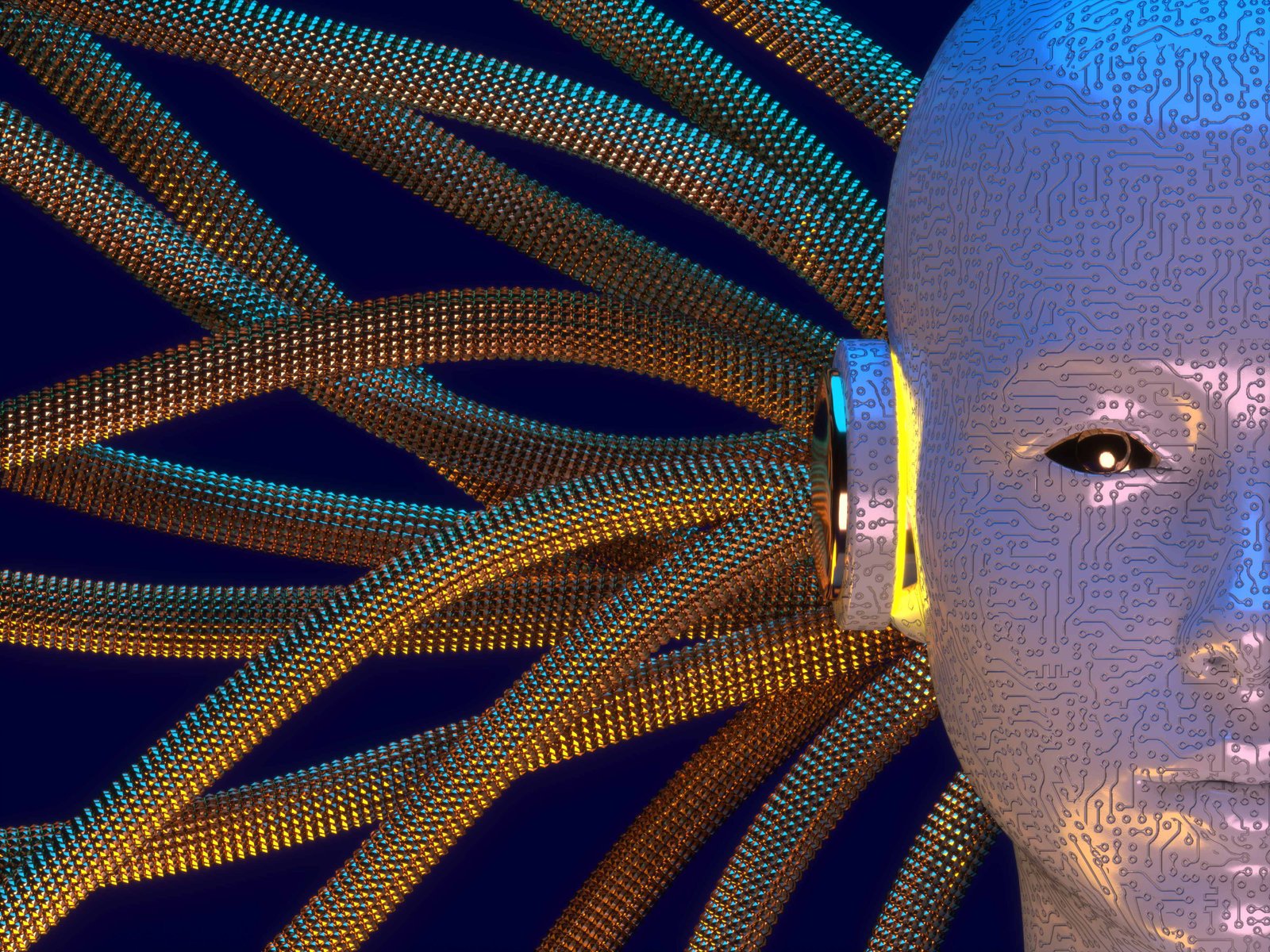 Digital face with circuit patterns